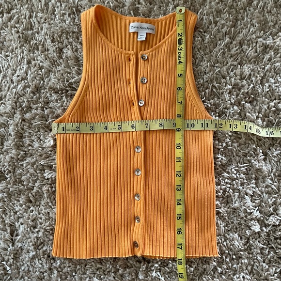 Calvin Klein Ribbed Sweater Tank - Button Front - Racerback -Cropped - Picture 6 of 9